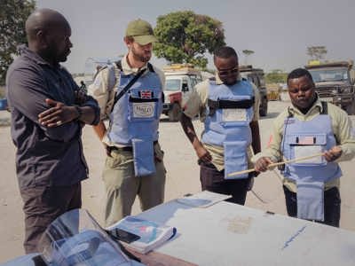HALO staff studying plans in Angola